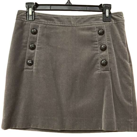 Banana Republic Velvet Charcoal Buttoned Mini Skirt - Picture 3 of 11